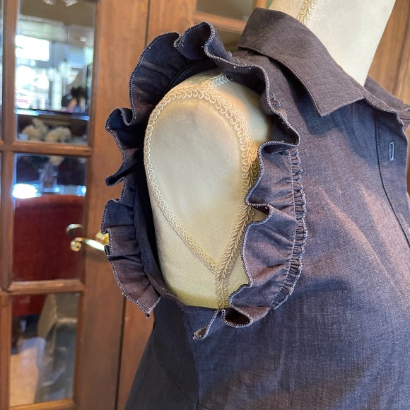 Pietro Brunelli Denim Chambray Ruffle Sleeve A-Line Maternity Dress XS - Picture 5 of 13